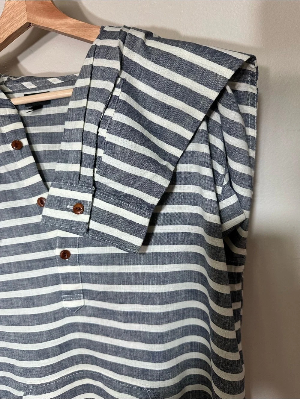 J. Crew Blue and White Striped Hooded Pullover